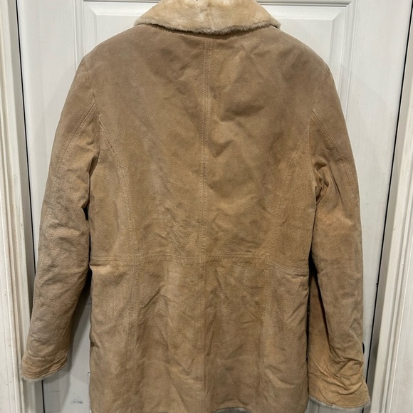 LONDON FOG Tan Suede Leather Faux Shearling Zip Up Jacket SIZE Medium - Picture 4 of 8